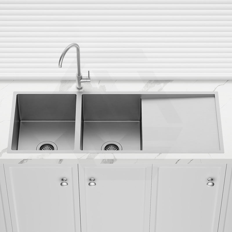 Meir Lavello 1160x440x230mm Stainless Steel Double Bowl Kitchen Sink with Drainboard Top/Flush/Under Mount Variant Colour Available