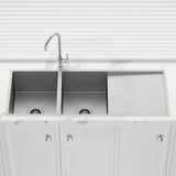 Meir Lavello 1160x440x230mm Stainless Steel Double Bowl Kitchen Sink with Drainboard Top/Flush/Under Mount Variant Colour Available