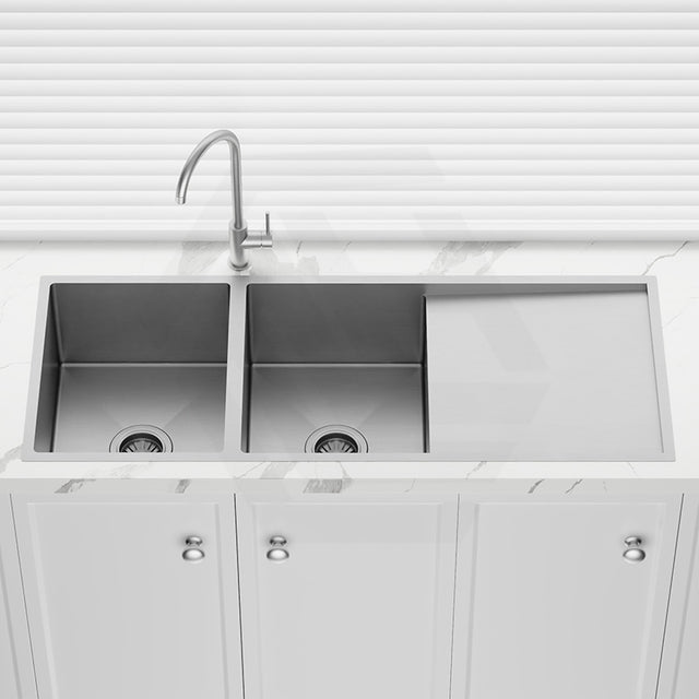 Meir Lavello 1160x440x230mm Stainless Steel Double Bowl Kitchen Sink with Drainboard Top/Flush/Under Mount Variant Colour Available