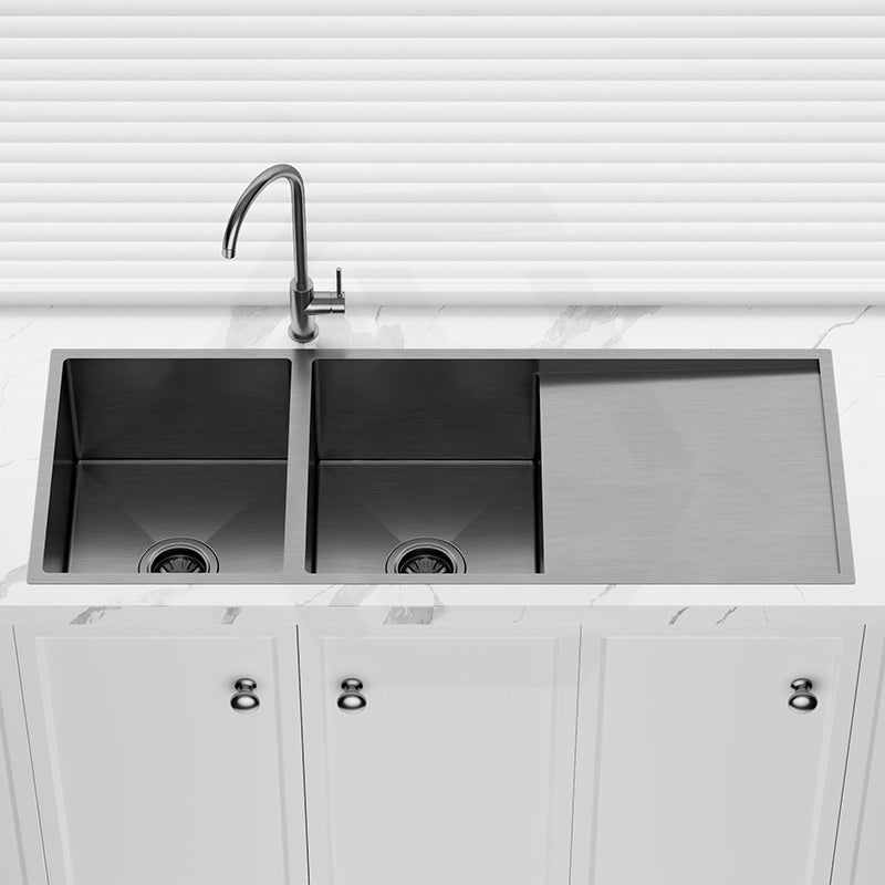 Meir Lavello 1160x440x230mm Stainless Steel Double Bowl Kitchen Sink with Drainboard Top/Flush/Under Mount Variant Colour Available