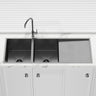 Meir Lavello 1160x440x230mm Stainless Steel Double Bowl Kitchen Sink with Drainboard Top/Flush/Under Mount Variant Colour Available