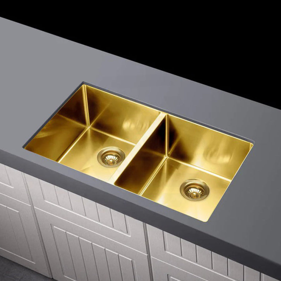 Meir Lavello 760x440x200mm Stainless Steel Double Bowl Kitchen Sink Top/Flush/Under Mount Variant Colour Available