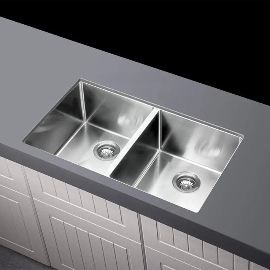 Meir Lavello 760x440x200mm Stainless Steel Double Bowl Kitchen Sink Top/Flush/Under Mount Variant Colour Available