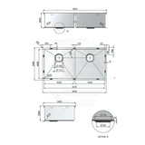 Meir 860x440x200mm Stainless Steel Double Bowl Kitchen Sink Top/Flush/Under Mount Variant Colour Available