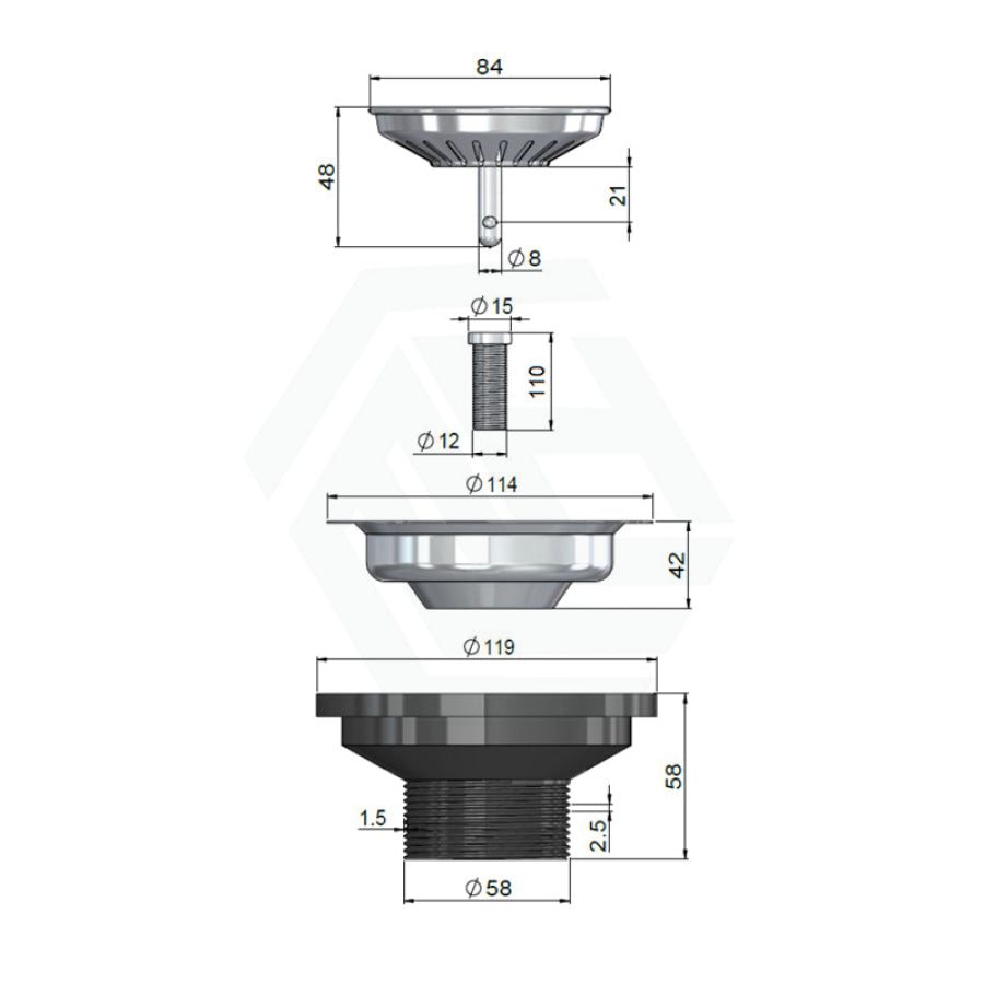 Meir Lavello 450x450x200mm Stainless Steel Single Bowl Kitchen Sink Top/Flush/Under Mount Variant Colour Available