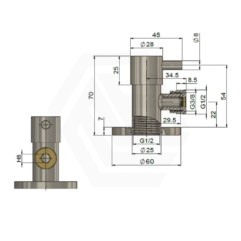 Meir Solid Stainless Steel Round Mini Stop Cistern Tap Variant Colour Available