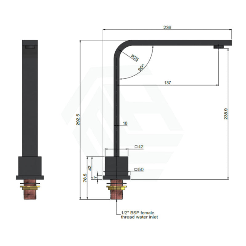 Meir Brass Square High-Rise Swivel Hob Spout Matt Black