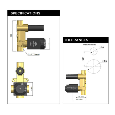 Meir Diverter Concealed In-Wall Mixer Body Only Wall