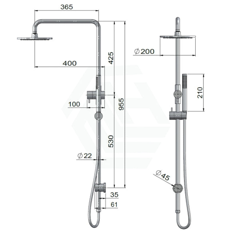 Meir Outdoor Round Twin Shower Stainless Steel 316 Chrome Showers