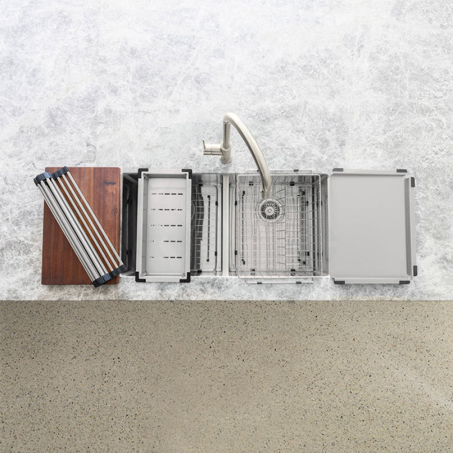 Meir Lavello Stainless Steel Rolling Mat Protector Variant Colour Available Sink