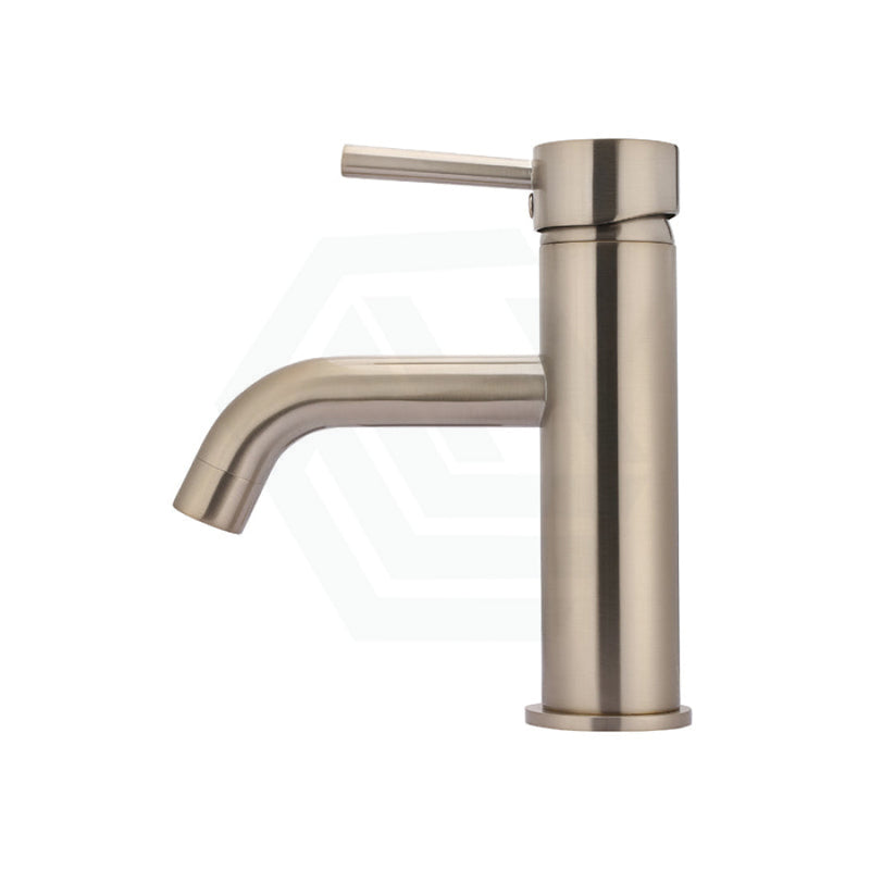 Meir Champagne Round Curved Basin Mixer Solid Brass Short Mixers