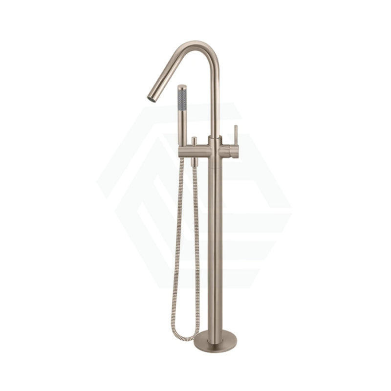 Meir Round Freestanding Bath Spout And Hand Shower Champagne Floor Mounted Mixers