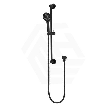 Meir Round Three Function Hand Shower On Rail Column Matte Black With Handheld