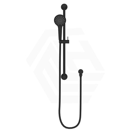 Meir Round Three Function Hand Shower On Rail Column Matte Black With Handheld