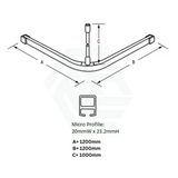 1200/1600Mm L Bend Shower Curtain Track System In Designer Black 1200X1200Mm Special Care Needs