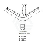 1200/1600Mm L Bend Shower Curtain Track System In Designer Black 1600X1600Mm Special Care Needs
