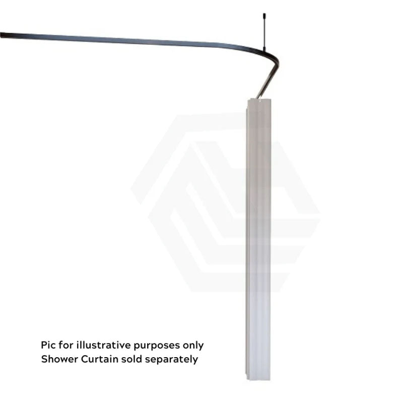 Metlam 1200/1600mm L Bend Shower Curtain Track System in Designer Black Cut to size