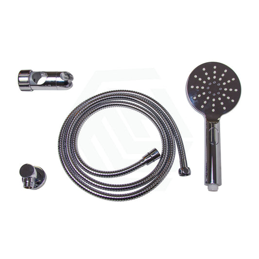 Metlam Round Offset Flush Shower Grab Rail Kit Right Hand Mounted With Handheld Chrome Stainless
