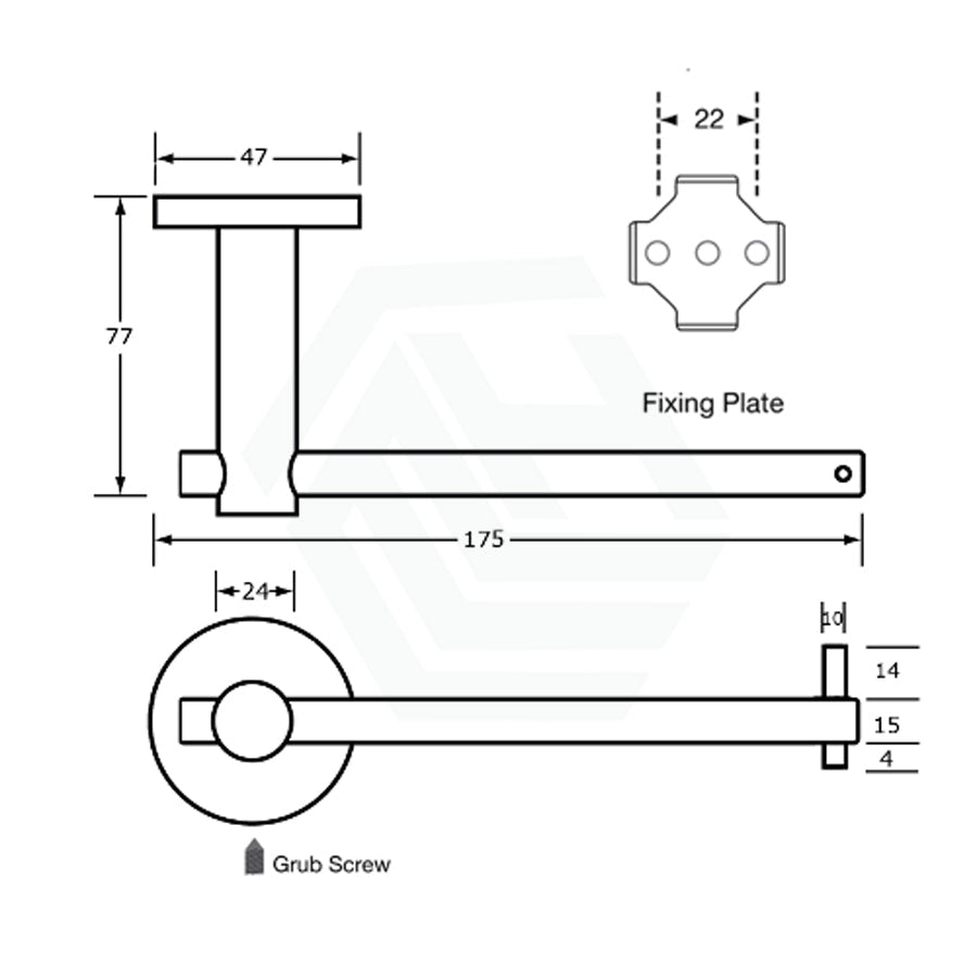 Metlam Single Toilet Roll Holder Designer Black 175Mm Solid Horizontal Bar Paper Holders