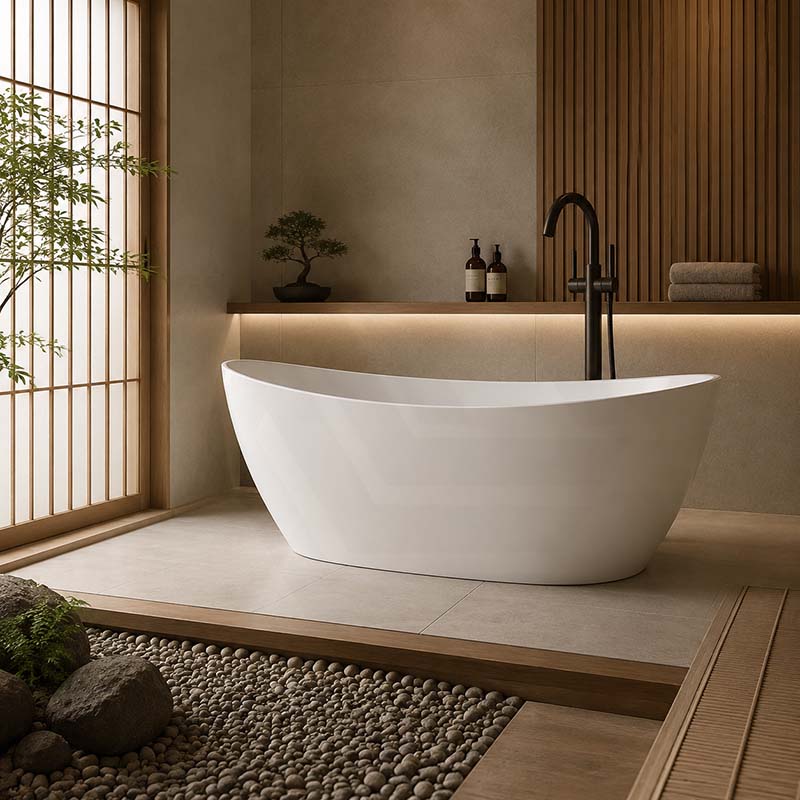 Aurora Bathtub Freestanding Acrylic NO Overflow 1500/1700mm - Gloss White