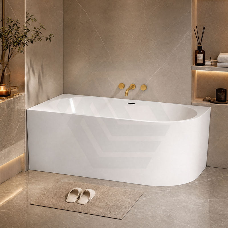 Acrylic Left/Right Corner Bathtub Overflow Available 1300/1400/1485/1680mm - Gloss/Matt White