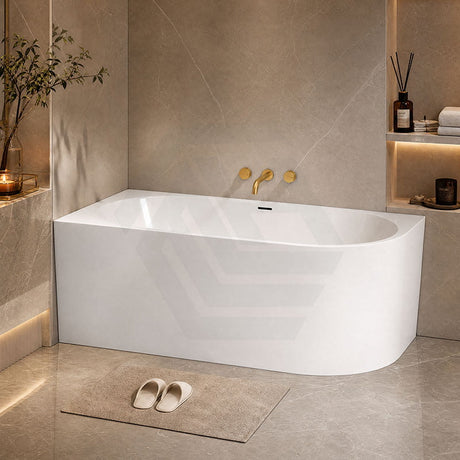 Acrylic Left / Right Corner Bathtub Overflow Available 1300/1400/1485/1680mm - Gloss / Matt White