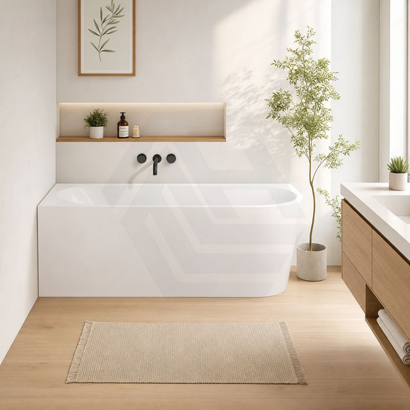 Acrylic Left/Right Corner Bathtub Overflow Available 1300/1400/1485/1680mm - Gloss/Matt White