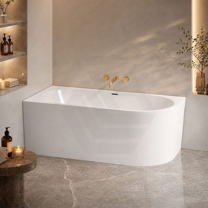 Acrylic Left/Right Corner Bathtub Overflow Available 1300/1400/1485/1680mm - Gloss/Matt White