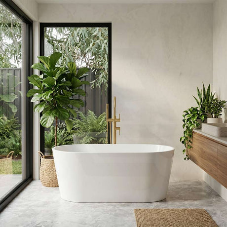 Eudora Oval Acrylic Freestanding Bathtub NO Overflow 1200/1500/1680mm - Gloss White