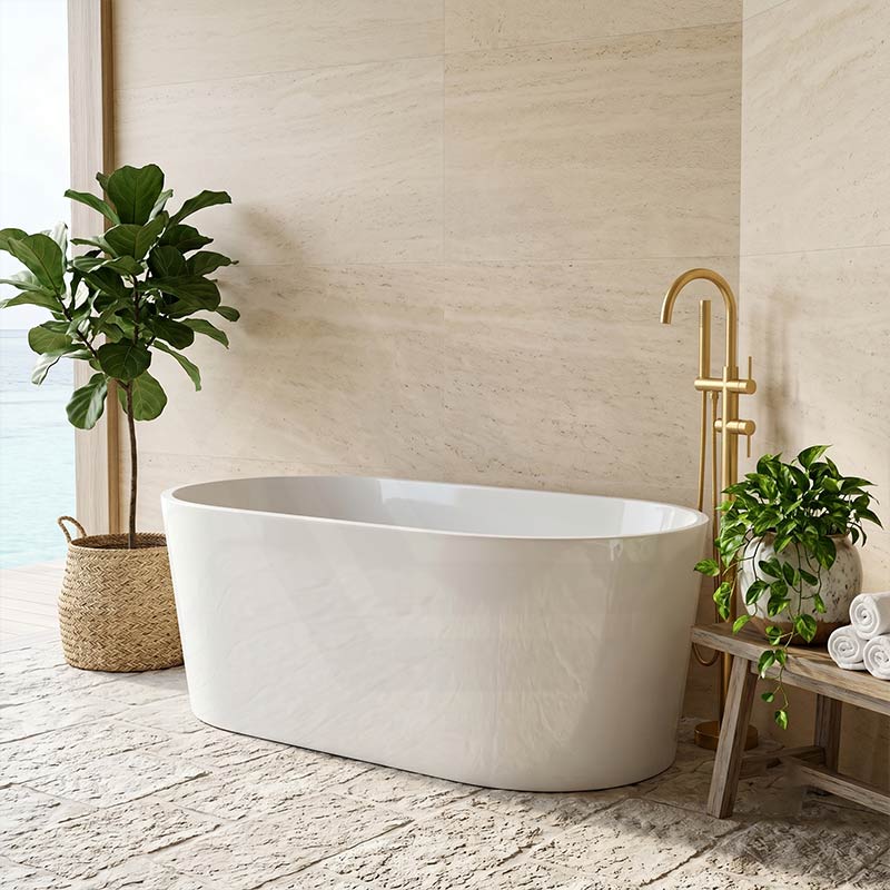 Eudora Oval Acrylic Freestanding Bathtub NO Overflow 1200/1500/1680mm - Gloss White