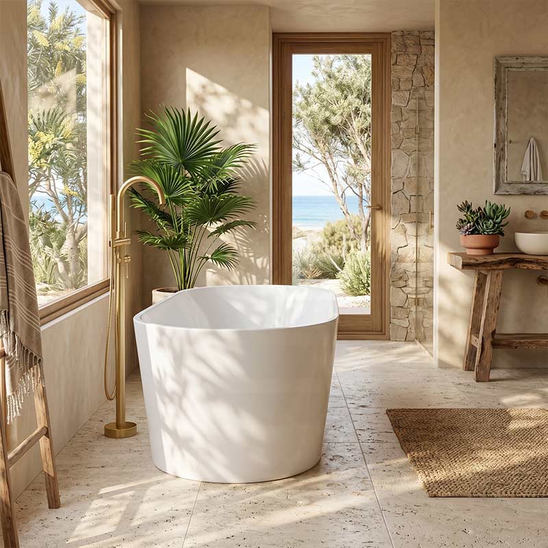 Eudora Oval Acrylic Freestanding Bathtub NO Overflow 1200/1500/1680mm - Gloss White
