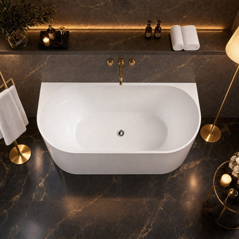 Hanabi Bathtub Back to Wall NO Overflow 1400/1490/1600/1690mm - Gloss White