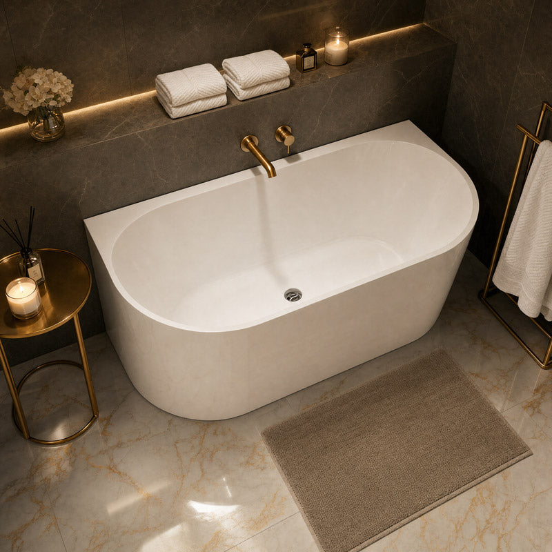Hanabi Bathtub Back to Wall NO Overflow 1400/1490/1600/1690mm - Gloss White