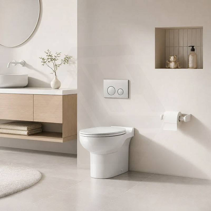 RAK Junior Wall Faced Toilet Pan with R&T Frameless Inwall Concealed Cistern Push Button Available P Trap Only 480x330x385mm - Gloss White