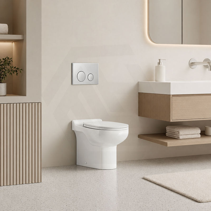RAK Junior Wall Faced Toilet Pan with R&T Frameless Inwall Concealed Cistern Push Button Available P Trap Only 480x330x385mm - Gloss White