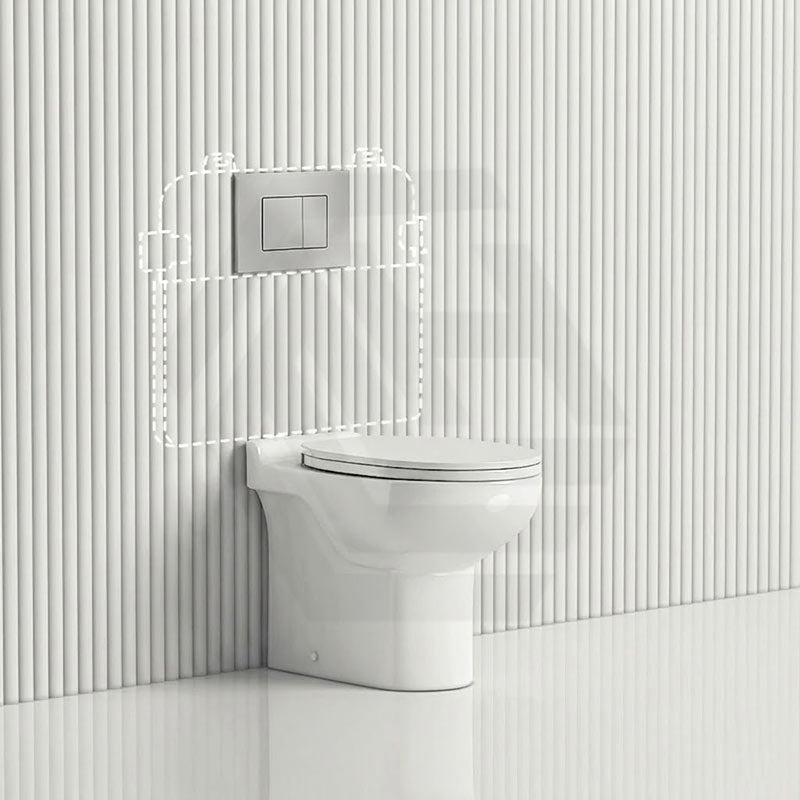 RAK Junior Wall Faced Toilet Pan with R&T Frameless Inwall Concealed Cistern Push Button Available P Trap Only 480x330x385mm - Gloss White