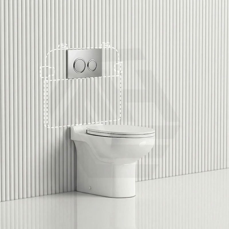 RAK Junior Wall Faced Toilet Pan with R&T Frameless Inwall Concealed Cistern Push Button Available P Trap Only 480x330x385mm - Gloss White