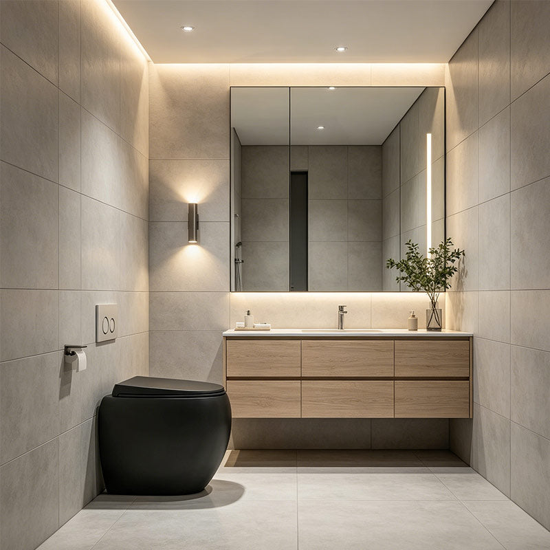 RAK CLOUD Rimless Wall Faced Toilet Pan with R&T Frameless Inwall Concealed Cistern Push Button - Variant Colour