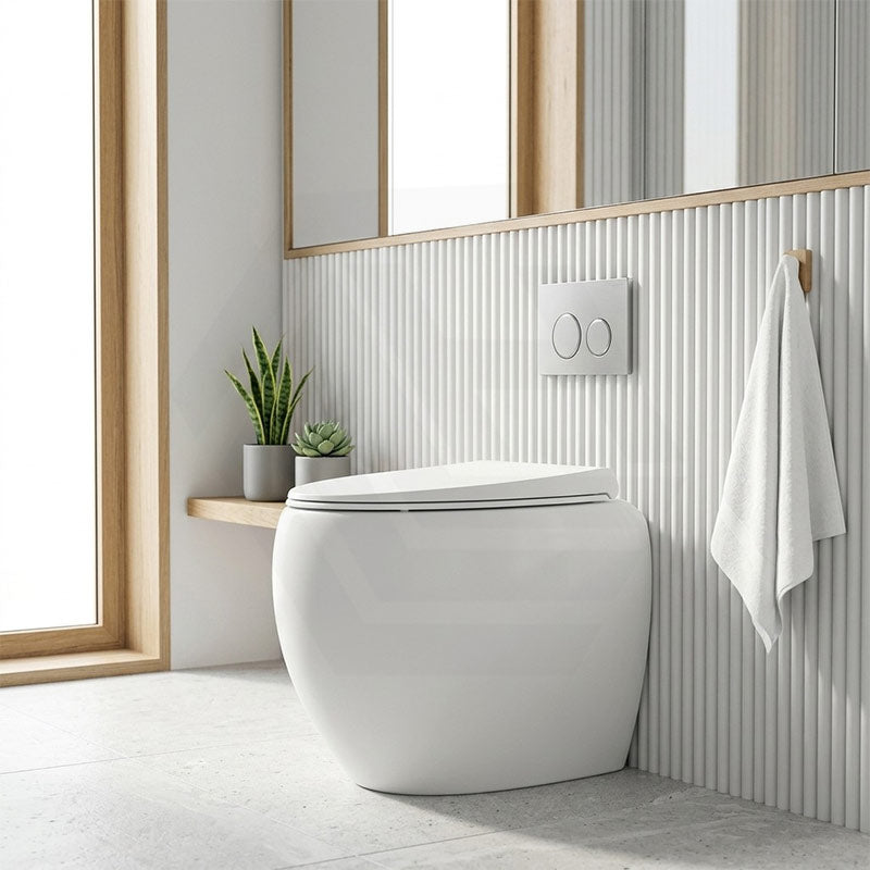 RAK CLOUD Rimless Wall Faced Toilet Pan with R&T Frameless Inwall Concealed Cistern Push Button - Variant Colour