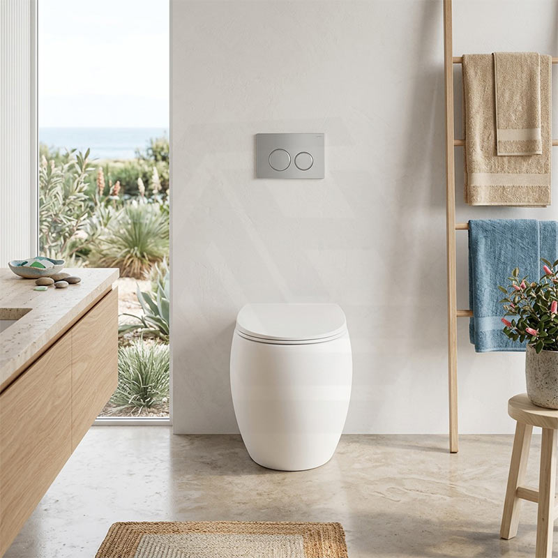 RAK CLOUD Rimless Wall Faced Toilet Pan with R&T Frameless Inwall Concealed Cistern Push Button - Variant Colour