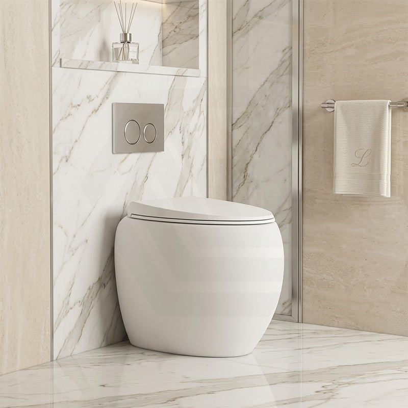 RAK CLOUD Rimless Wall Faced Toilet Pan with R&T Frameless Inwall Concealed Cistern Push Button - Variant Colour