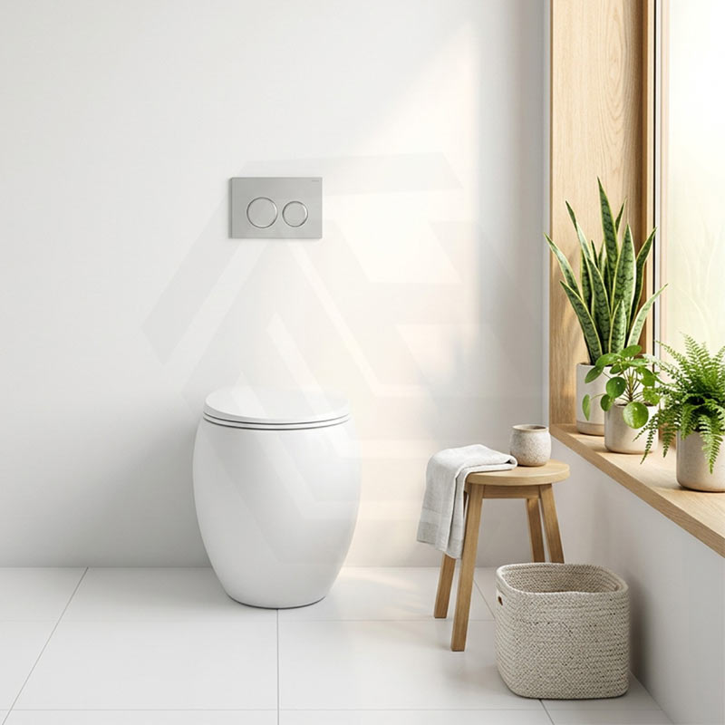 RAK CLOUD Rimless Wall Faced Toilet Pan with R&T Frameless Inwall Concealed Cistern Push Button - Variant Colour