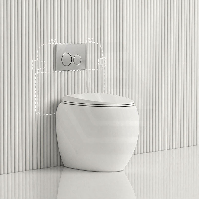 RAK CLOUD Rimless Wall Faced Toilet Pan with R&T Frameless Inwall Concealed Cistern Push Button - Variant Colour