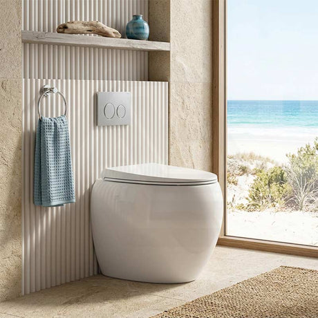 RAK CLOUD Rimless Wall Faced Toilet Pan with R&T Frameless Inwall Concealed Cistern Push Button - Variant Colour