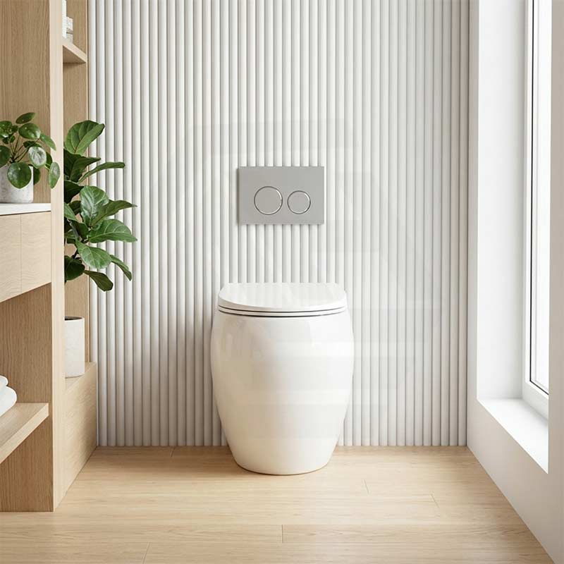 RAK CLOUD Rimless Wall Faced Toilet Pan with R&T Frameless Inwall Concealed Cistern Push Button - Variant Colour