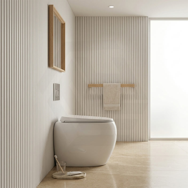 RAK CLOUD Rimless Wall Faced Toilet Pan with R&T Frameless Inwall Concealed Cistern Push Button - Variant Colour