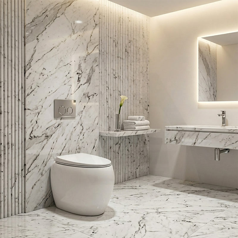 RAK CLOUD Rimless Wall Faced Toilet Pan with R&T Frameless Inwall Concealed Cistern Push Button - Variant Colour