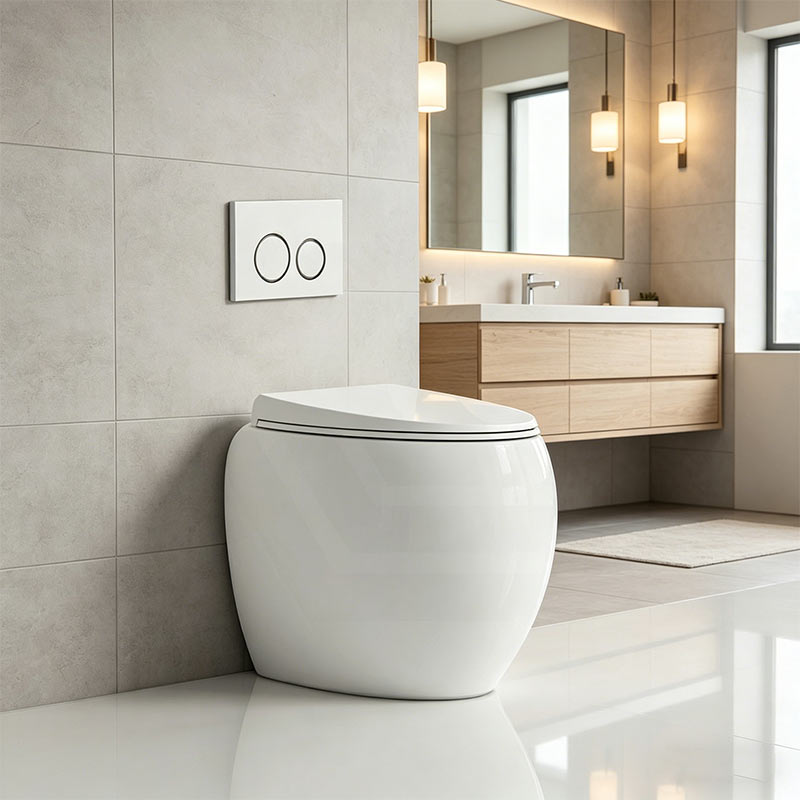 RAK CLOUD Rimless Wall Faced Toilet Pan with R&T Frameless Inwall Concealed Cistern Push Button - Variant Colour