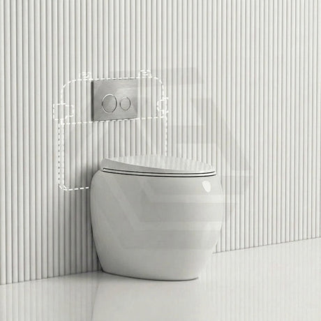 RAK CLOUD Rimless Wall Faced Toilet Pan with R&T Frameless Inwall Concealed Cistern Push Button - Variant Colour