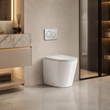 R&T Frameless Inwall Concealed Cistern with Rimless Tornado Wall Faced Toilet Pan & Push Button 580x360x420mm - Gloss White